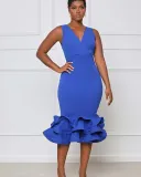 Sleeveless V-Neck Evening Dress 3D Three-Dimensional Skirt Dress