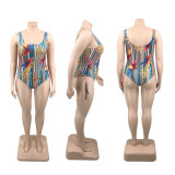 Plus Size Women Fashion Print Beach Swimwear Home Dual Use Two Piece Set