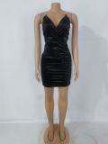 Satin Satin Slim Fit Sexy Nightclub Drill Stripe Dress