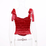 fishbone corset knotted camisole summer short top women