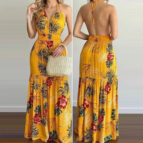 women's sexy skirt print suspender strapless dress