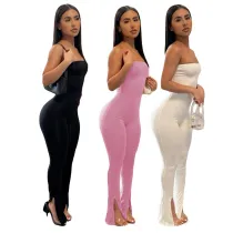 Women's Slit Stretch Jumpsuit