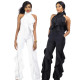 Nightclub clothing fashion sexy open back wide leg ruffle jumpsuit