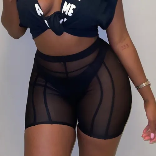 Sexy Perspective Mesh High Waist Hip Raise Thin Sports Casual Pants