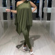 Women's Fashion Sleeveless Oblique Off-the-shoulder Solid Color Two-piece Suit