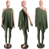 Women's Fashion Sleeveless Oblique Off-the-shoulder Solid Color Two-piece Suit