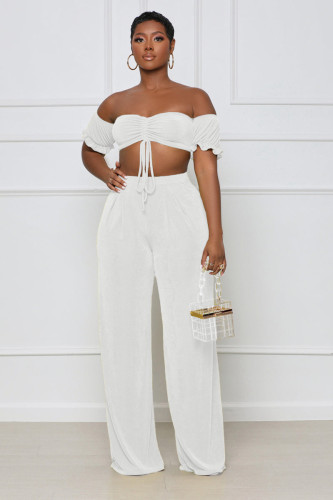 Solid color sexy wrap chest two-piece set