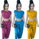 Two-Piece Set of Casual Solid Color Fitted Loose Pants