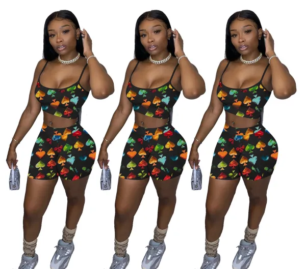 Fashion Tie Dye Heart Print Suspender Two-Piece Set