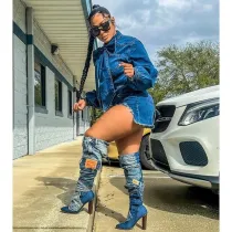 Balloon Sleeve Fashion Casual Sexy Jeans Jumpsuit