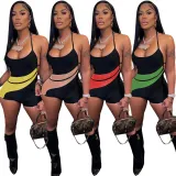 Halter Neck Backless Mesh Combination Breathable Track Pants