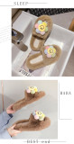 Cotton slippers women wear cute cartoon Baotou spring and autumn flat bottom one word casual thick bottom fur slippers