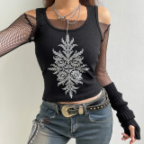 Vintage distressed personalized printed vest bottoming tight sexy top