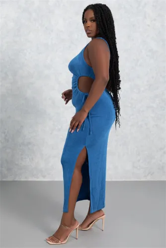 nightclub fashion drawstring sling slit sexy dress