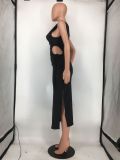 nightclub fashion drawstring sling slit sexy dress