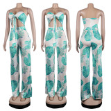 Sexy Print Wrap Jumpsuit Nightclub Wear