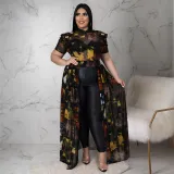 Nightclub Clothes Pile Sleeves Mesh Hollow Dress Top