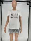 Sexy Printed Cotton Faux Short Sleeve Shorts Two-Piece Set