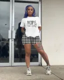 Sexy Printed Cotton Faux Short Sleeve Shorts Two-Piece Set