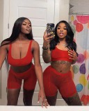 Sexy Women's Perspective Mesh Tank Top Shorts Two-Piece Set