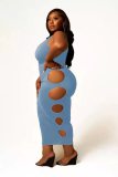 Plus Size Women's Fashion Basic Solid Color Dress