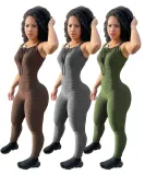 Fashion Sexy Sleeveless Solid Jacquard Bodysuit Super Elastic