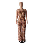 Fashion Leopard Print Casual Sexy Suspender Jumpsuit