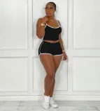 Solid color tight-fitting casual sports two-piece suit