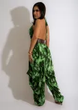 Deep V Halter Neck Backless Loose Jumpsuit