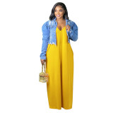 Women's Solid Color Casual Sling Loose Long Large Size Women's Spring Dress