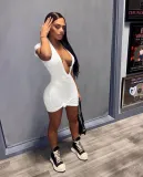 Deep V Sexy Short Dress Short Sleeve Rib
