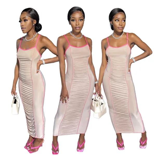 Sling naked back stitching sexy dress