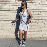 Sling personality stitching sexy dress