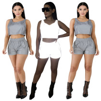 Fashion Sexy Nightclub Reflective Shorts Two-Piece Set