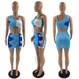 Fashion bandage tube top sleeveless short skirt two-piece set