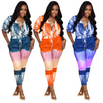 Women's Positioning Color Patchwork Digital Print Jumpsuit