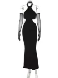 Fashion Slim Side Cutout Halter Dress