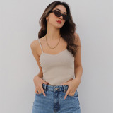 Fashion Solid Color Sling Slim Fit Sexy Backless Tube Top Top