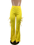 Fashionable sexy solid color lace-up flared wide-leg trousers
