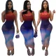 Round Neck Sexy Pack Hip Mesh Print Sleeveless Dress