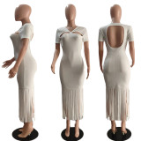 Women's Short Sleeve Tassel Fashion Sexy Dress