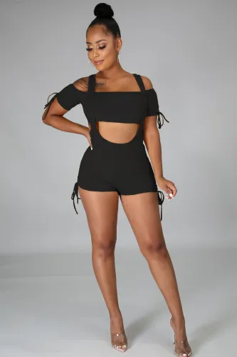 Solid color pit stripe sexy off-the-shoulder-smock-sling pants two-piece set