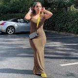 Sling thread peach buttocks multicolor low-cut sexy dress