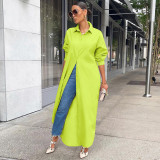 Fashionable casual solid color long coat