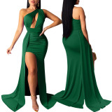 Women's Tube Top One Shoulder Dress Sexy Party Mopping Dress