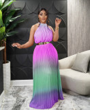 Ombre Pleated Maxi Dress