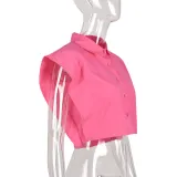 women's cut-out open waist collar loose shirt