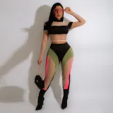 Mesh stitching fashion women's two-piece suit