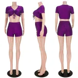 Nightclub clothes High elastic and high-quality elastic bright silk pleated V-neck two-piece suit