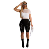 Women's Asymmetric Pit Bar Mesh Zip-Up Slanted Shoulder Wrap Jumpsuit